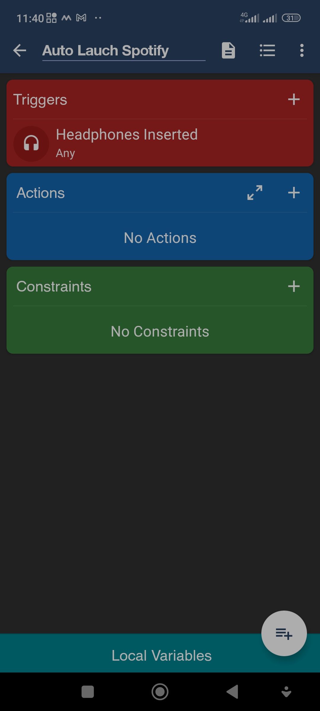 MacroDroid MacroDroid editing screen