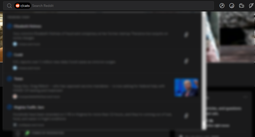 Скриншот строки поиска на новом сайте Reddit