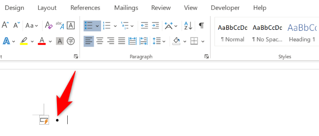 Ввод символа звездочки и пробела для автоматического начала списка.