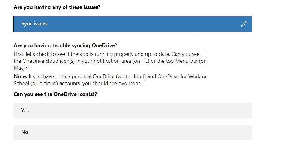 Утилита устранения неполадок OneDrive в браузере