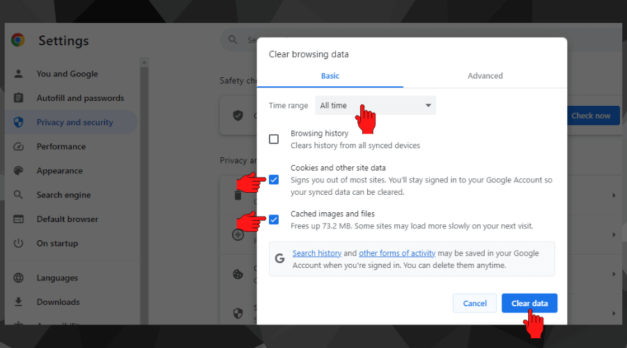 how to clear cookies in browser