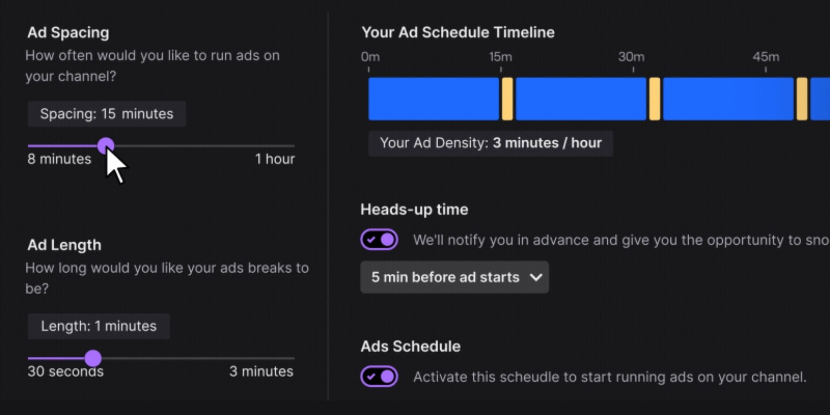 Настройки рекламной кампании AIP в Ads Manager Twitch