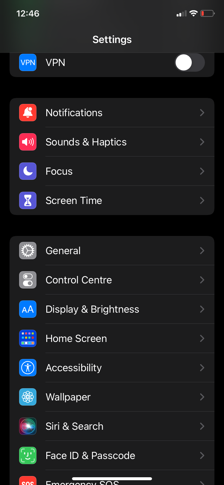 Фокус в настройках iPhone