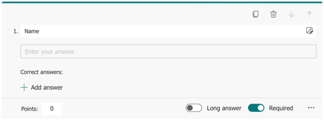 Текстовый вопрос в Microsoft Forms