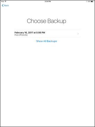 Скриншот списка резервных копий iCloud с кнопкой «Показать все копии»