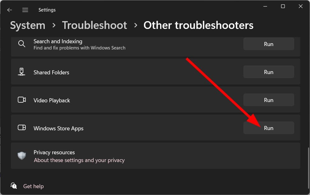 Кнопка 'Запустить' для приложений Microsoft Store