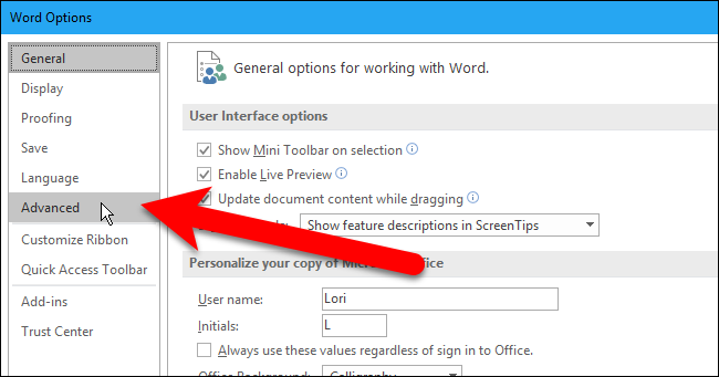 Переход в раздел Дополнительно