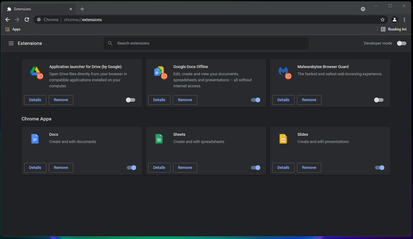 Disable Chrome Extensions