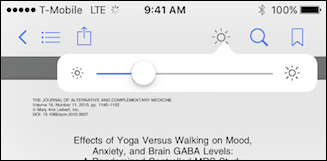 Регулировка яркости в iBooks