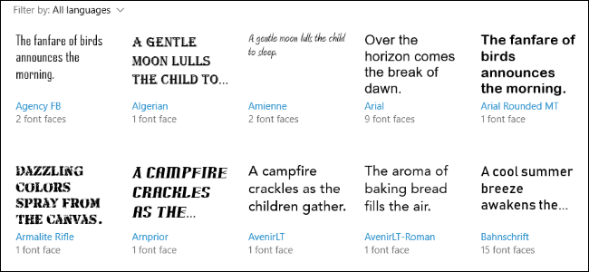 Управление шрифтами в Windows 10