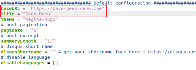 Изменение config.toml в редакторе