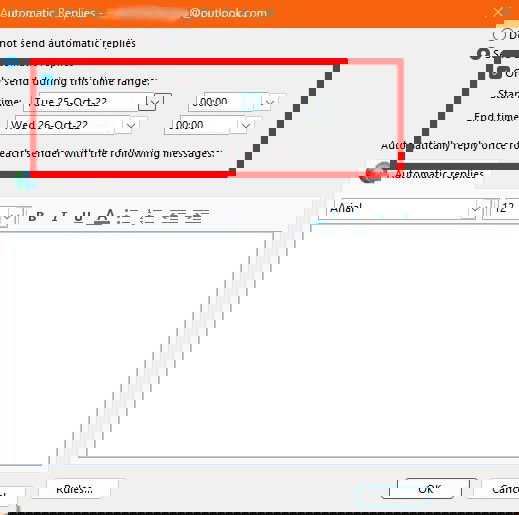 Выбор интервала автоответов в Windows