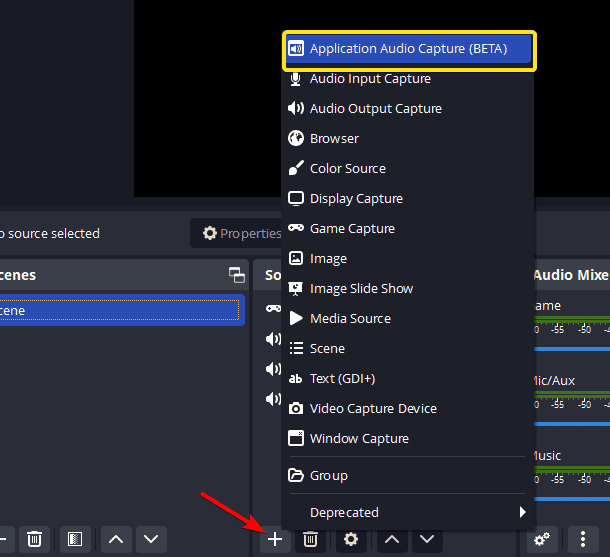 application audio capture add