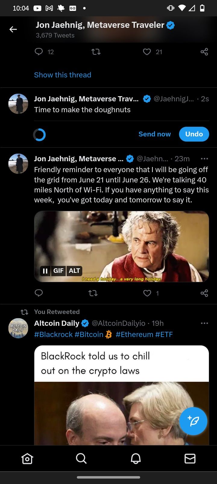 Варианты Отменить или Отправить сейчас в интерфейсе Twitter Blue