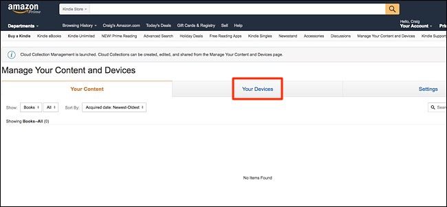 Вкладка «Ваши устройства»