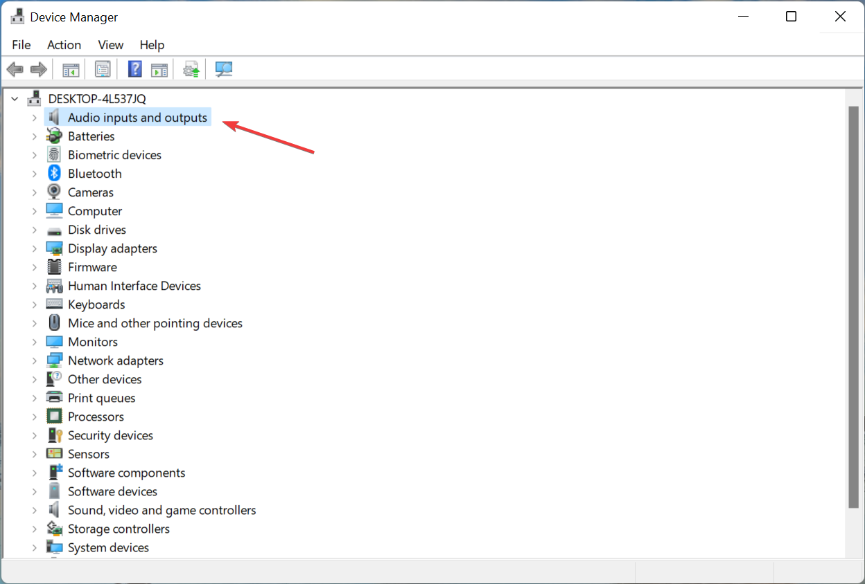 Список устройств — аудиовходы и аудиовыходы