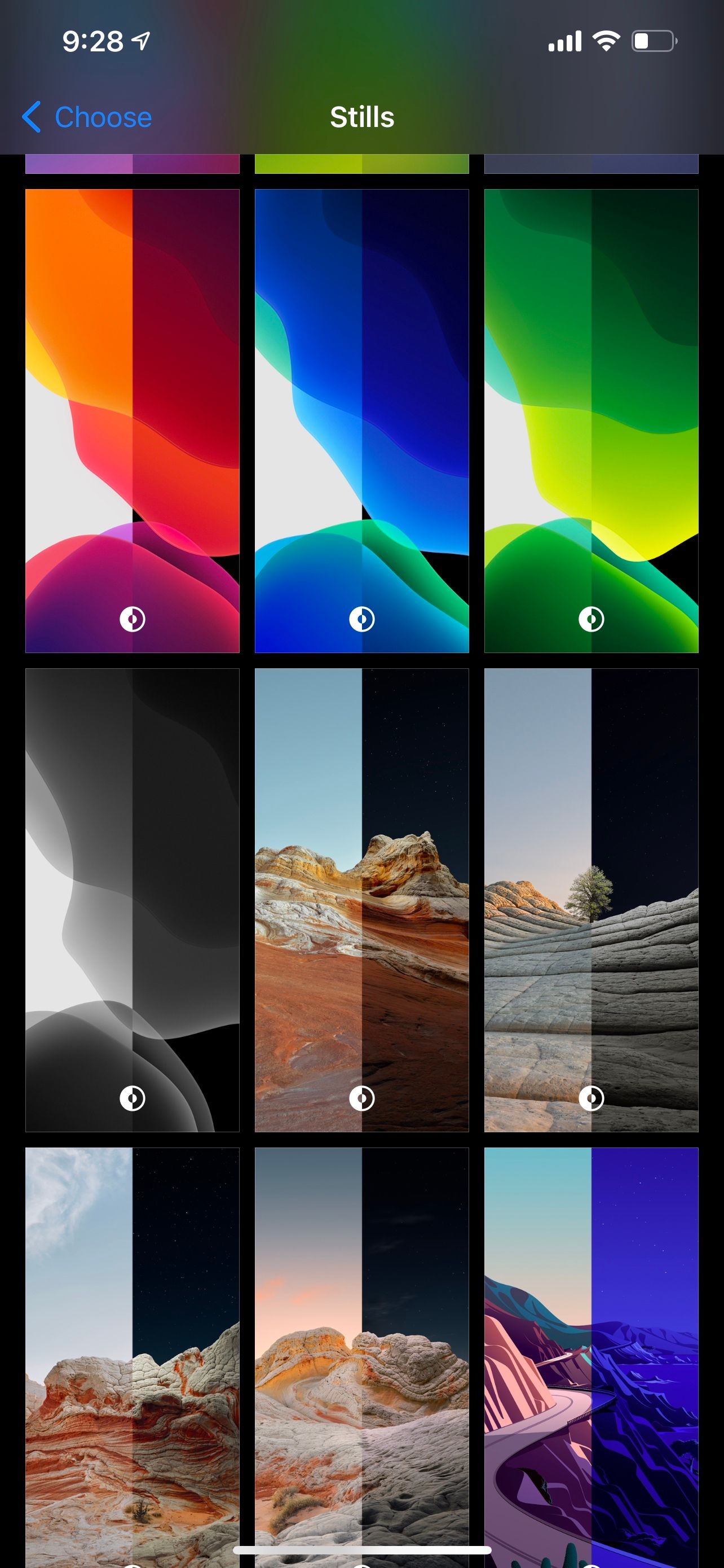 Still iPhone wallpapers selection screen