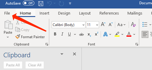 Нажмите Файл
