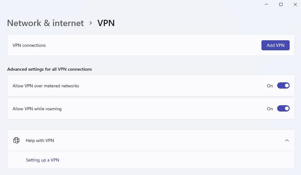 VPN settings