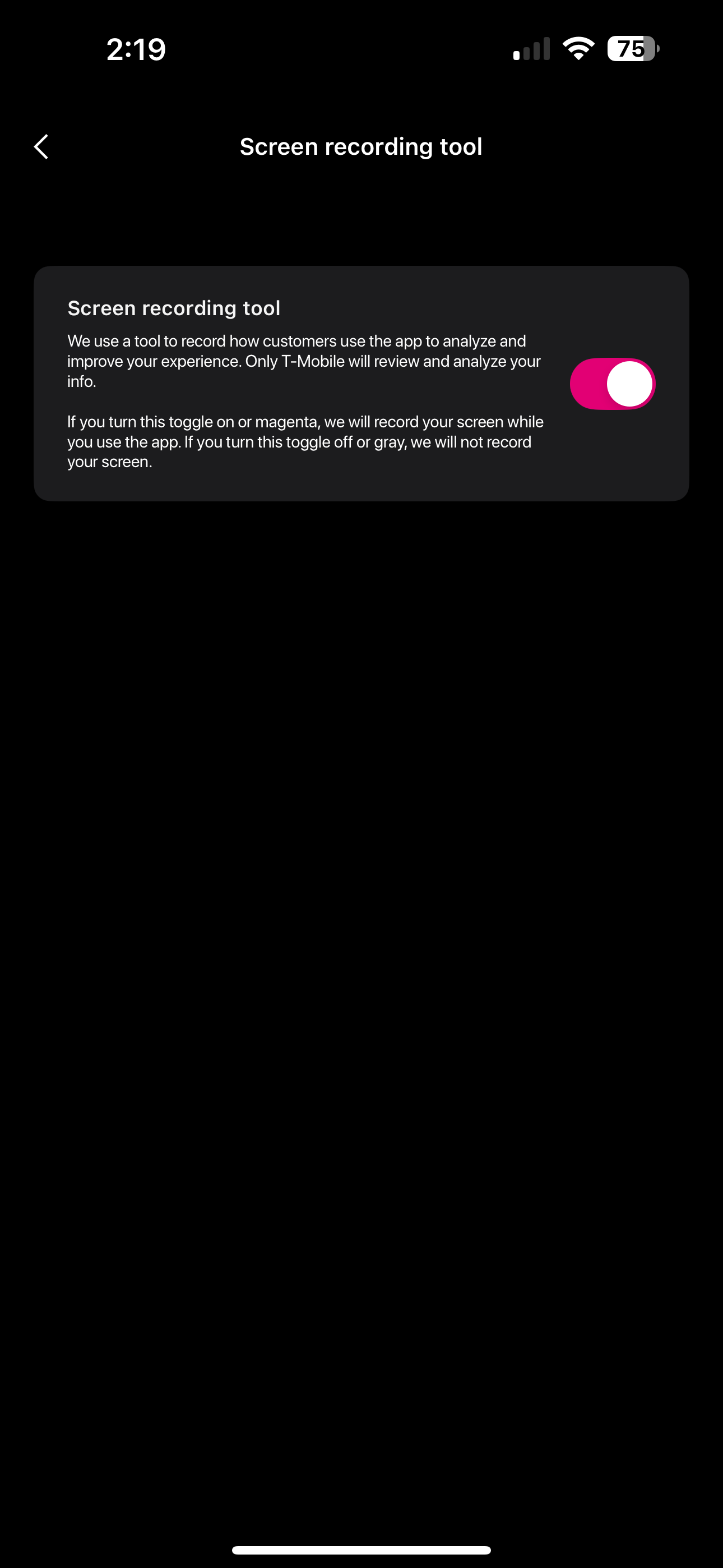 Настройка записи экрана T‑Life включена