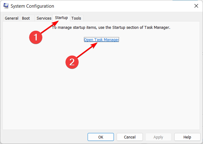 Отключение автозапуска в Диспетчере задач