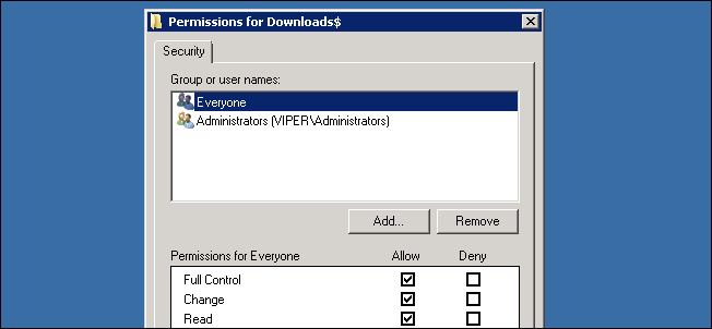 Параметры доступа к шару: правило 