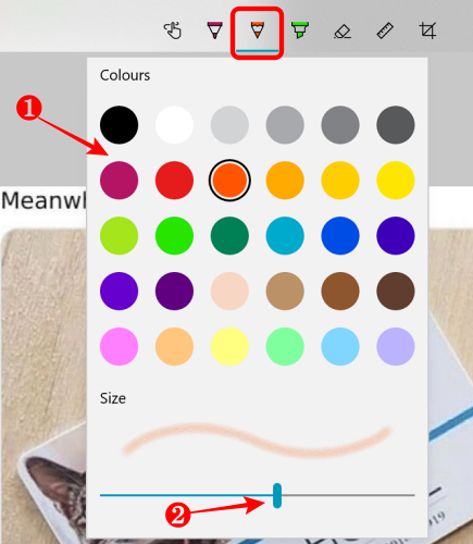 Настройка карандаша в Snip & Sketch