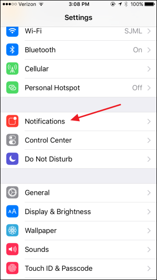 Секция Уведомления в Настройках iOS