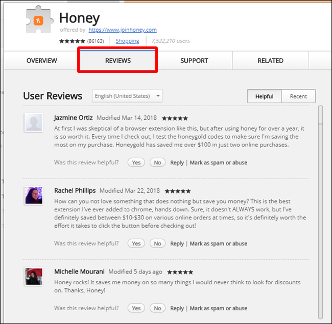 Список отзывов пользователей с оценками и текстами