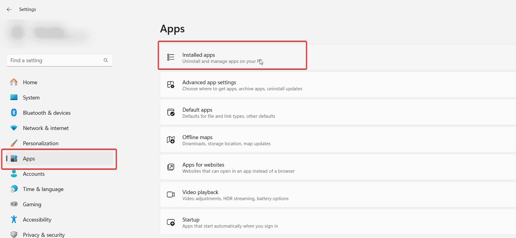 installed apps settings