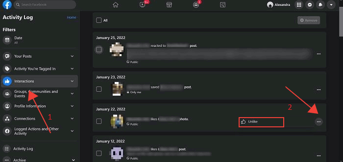 Delete Facebook Comments Desktop Activity Unlike
