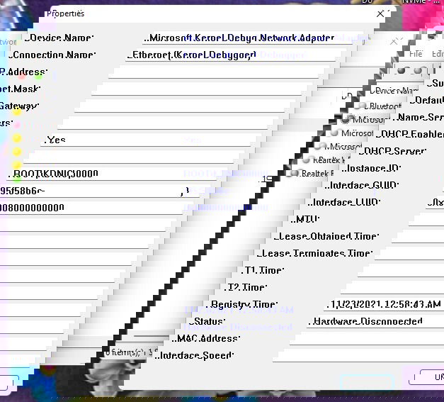 Подробные данные адаптера в NetworkInterfacesView.