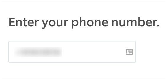 Ввод номера телефона и нажатие Continue на сайте Ring