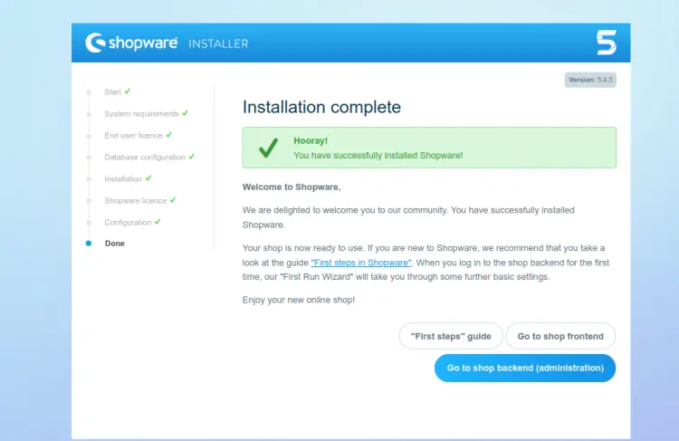 (Прикладной вид: дашборд Shopware после входа)
