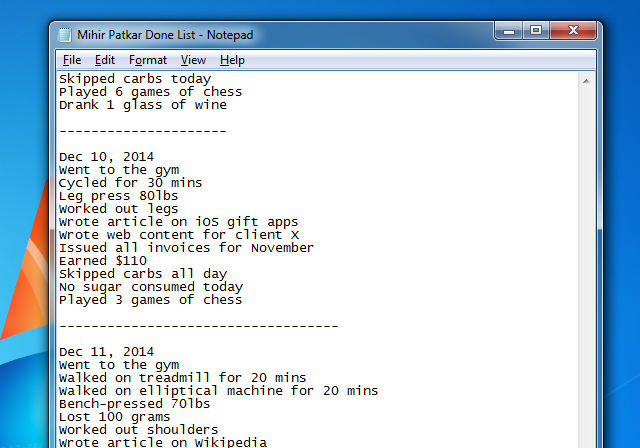 Иллюстрация простого текстового файла со списком выполненного