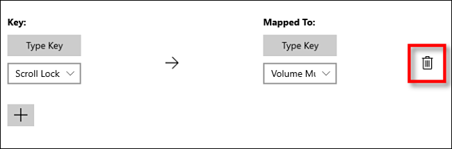 Удаление переназначения в PowerToys