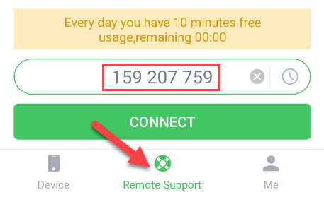 Ввод кода и кнопка Connect