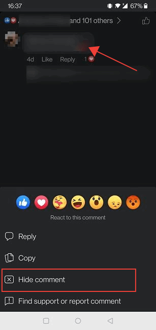 Delete Facebook Comments Mobile Hide Comment