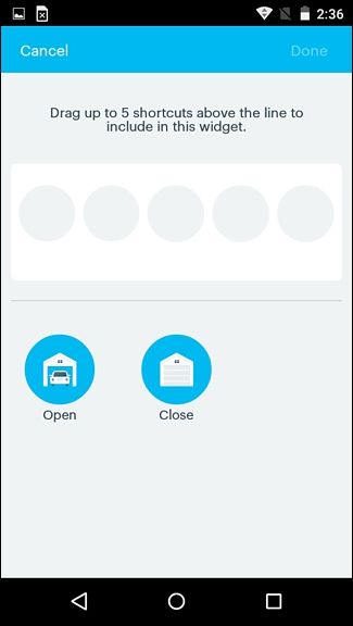 Размещение ярлыков Wink на виджете Android
