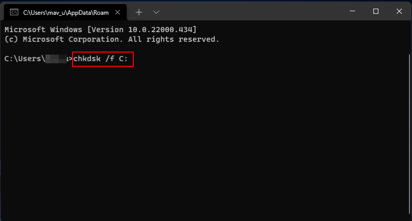 Команда CHKDSK в командной строке