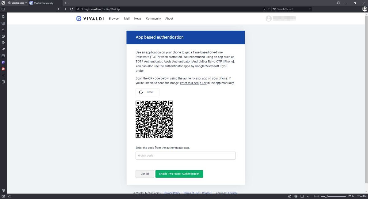 Сканирование QR-кода для подключения приложения-аутентификатора