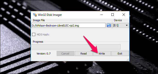 Процесс записи образа на SD-карту