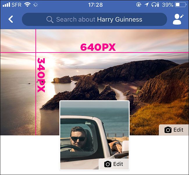 Размер обложки Facebook на мобильных: 640×340 пикселей