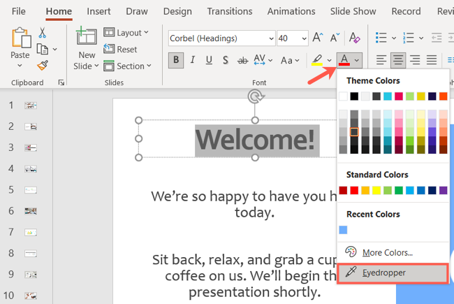 Выберите Пипетку