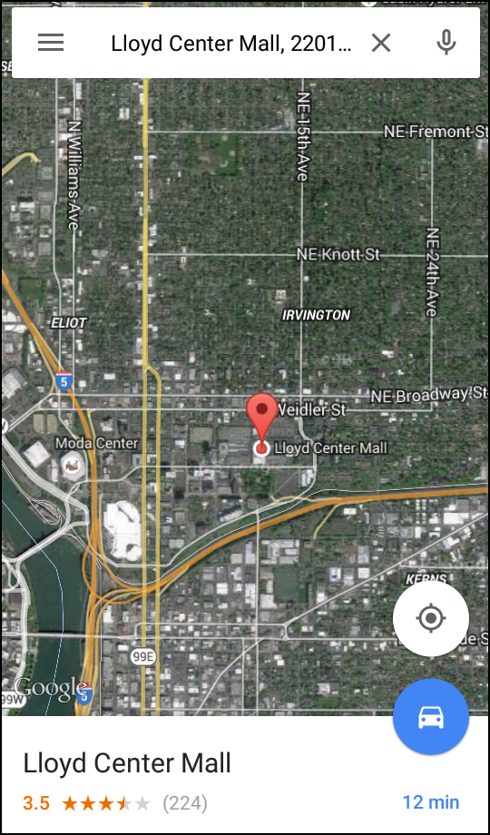 Открытый адрес в приложении Google Карт на iPhone