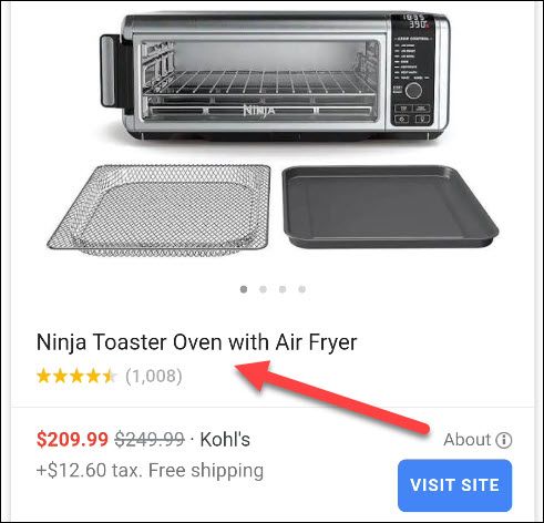 Выбор товара в списке Google Покупки