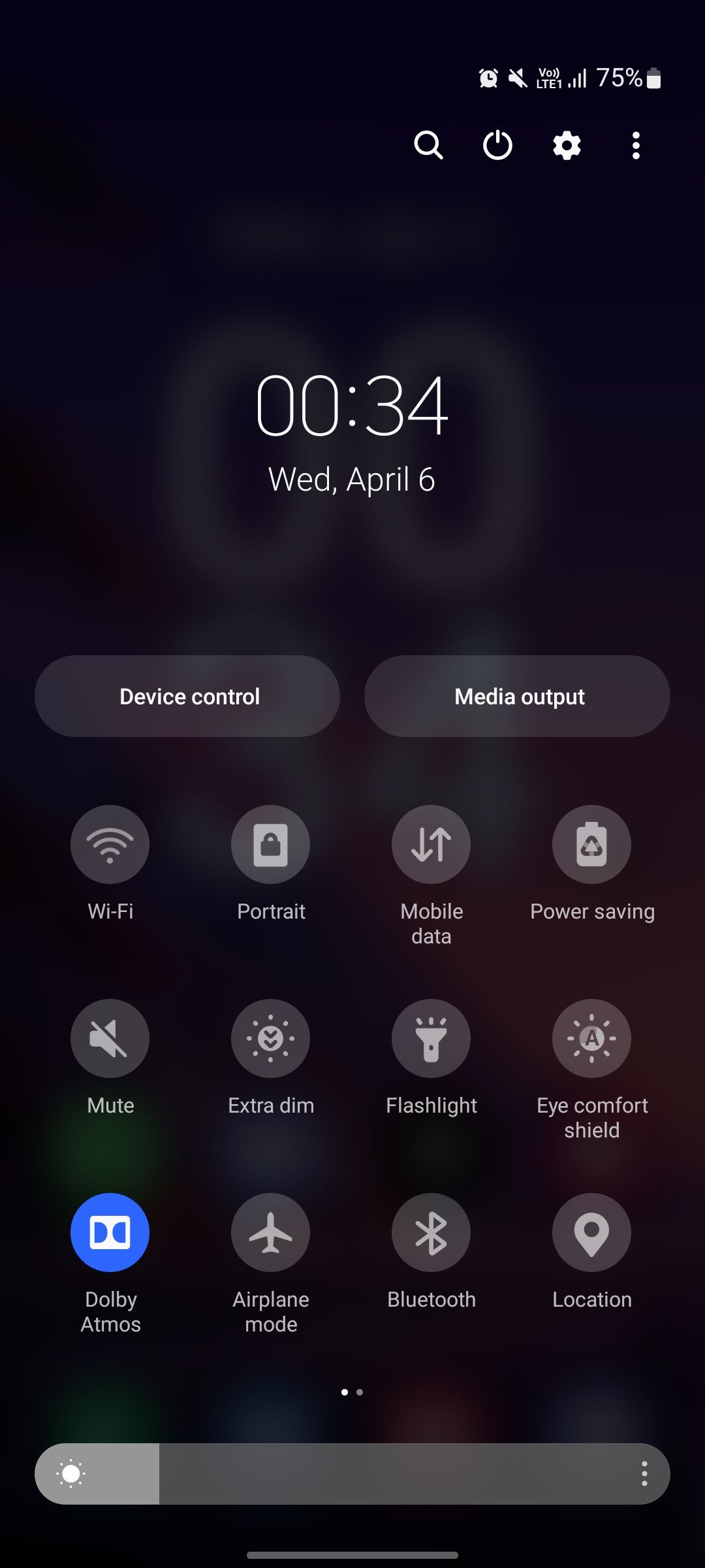 Доступ к настройкам Dolby Atmos в Быстрых настройках Samsung