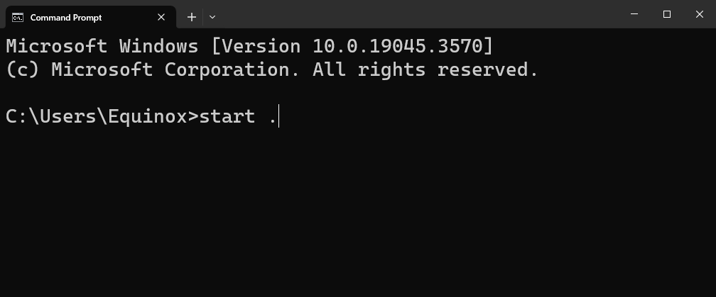 Ввод `start .` в командной строке. 