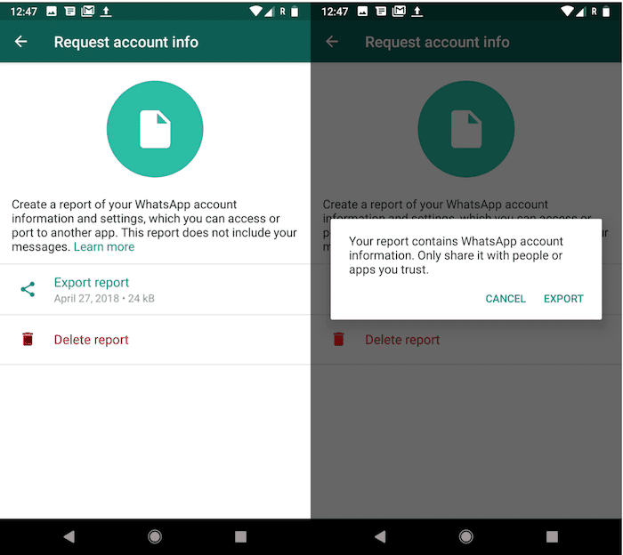 Скриншот: пример уведомления о готовности отчёта в WhatsApp