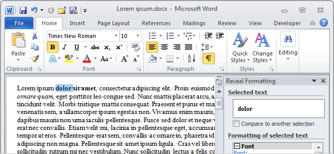 Reveal Formatting в Word 2010 — как использовать